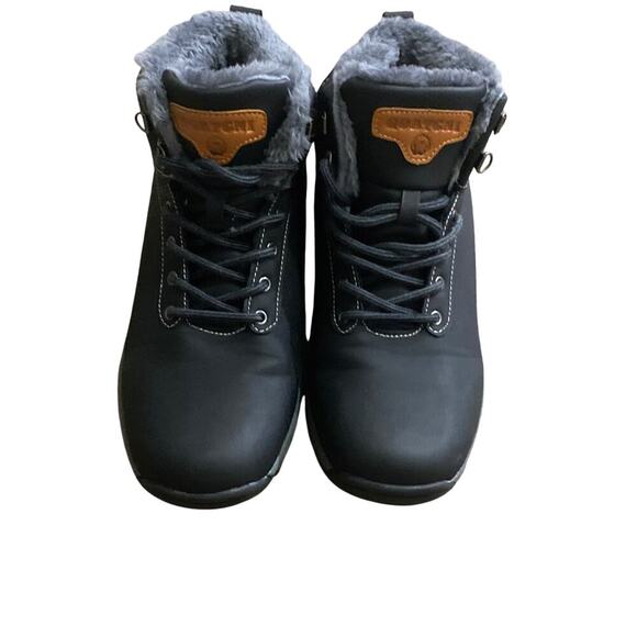 QUATCHI MENS SIZE 10.5 CHUKKA  BLACK GRAY FAUX FURLINED GOOD CLEAN CONDITION - Picture 1 of 10